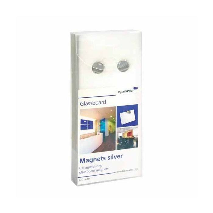 LEGAMASTER GLASSBOARD MAGNETS 13MM SILVER 6 PCS - Al Masam Stationery LLC