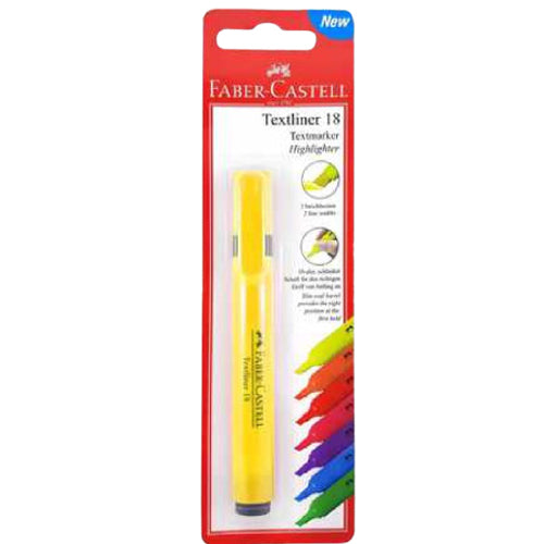 FABER-CASTELL Highlighter Textliner 18 Yellow Blister(Slim) - Al Masam Stationery LLC