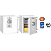 SHINJIN FIREPROOF SAFE MODEL GB-T455 Locking: Keylock + Electronic Lock Ext. Dim. (mm):H 455 x W 360x D 370mm, Weight: 45 Kg, Capacity: 19 L No Internal fitting Fire resistance: Tested by SP (Swedish National Testing and Research Institute) n accordance with NT Fire 017 and have two kinds of P marks, NT Fire 017 60min paper and NT Fire 017 90min paper. Also certified by KS. Warranty: 1 Year on-site against manufacturing defects Price inclusive of Delivery & Bolting