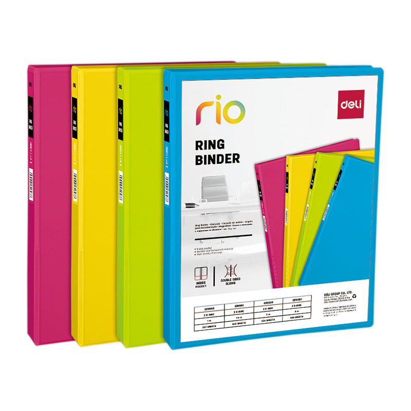 Deli Rio PP 1IN 2 D-Ring View Binder A4 4C - Al Masam Stationery LLC