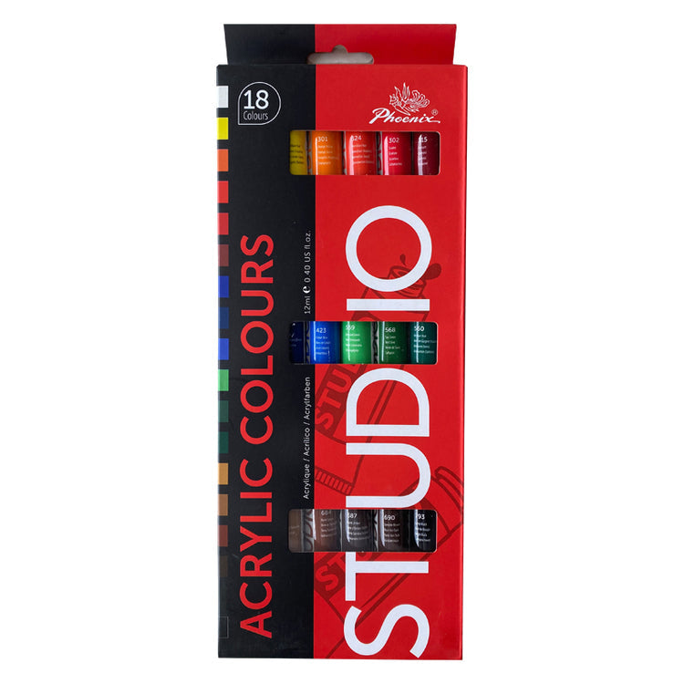 Phoenix Studio Acrylic 18*12ML Paper Box Set ABL Tube - Al Masam Stationery LLC