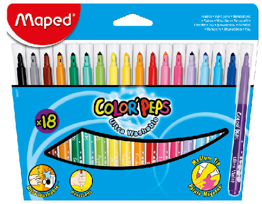 Maped Color Peps Felt Tip (Pack of 18) - Al Masam Stationery LLC
