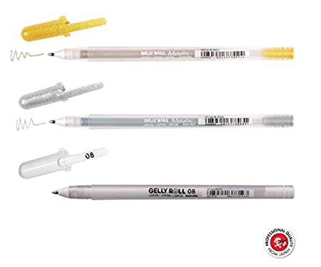 GELLY ROLL METALLIC AND WHITE 3 PEN SET - Al Masam Stationery LLC