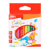 Deli Plastic Mini Colored Pencil Triangle Bright 12C - Al Masam Stationery LLC