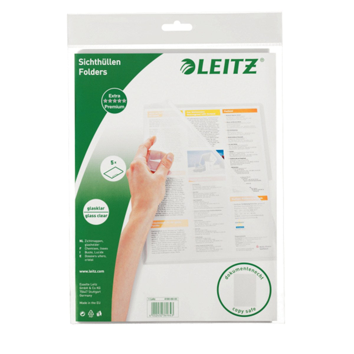 LEITZ L.FOLDER A4 PVC CLEAR - Al Masam Stationery LLC