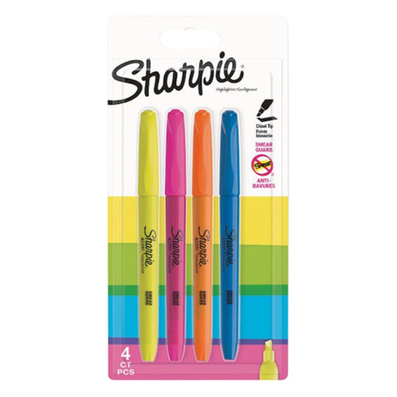 Sharpie Chisel Tip Pocket Highlighter Multicolour Set Of 4 Pieces - Al Masam Stationery LLC