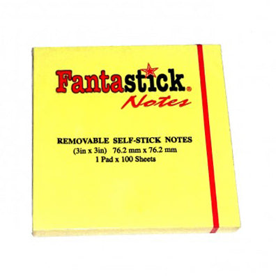 Fantastick Sticky Notes 3"x3 Inch Yellow - Al Masam Stationery LLC