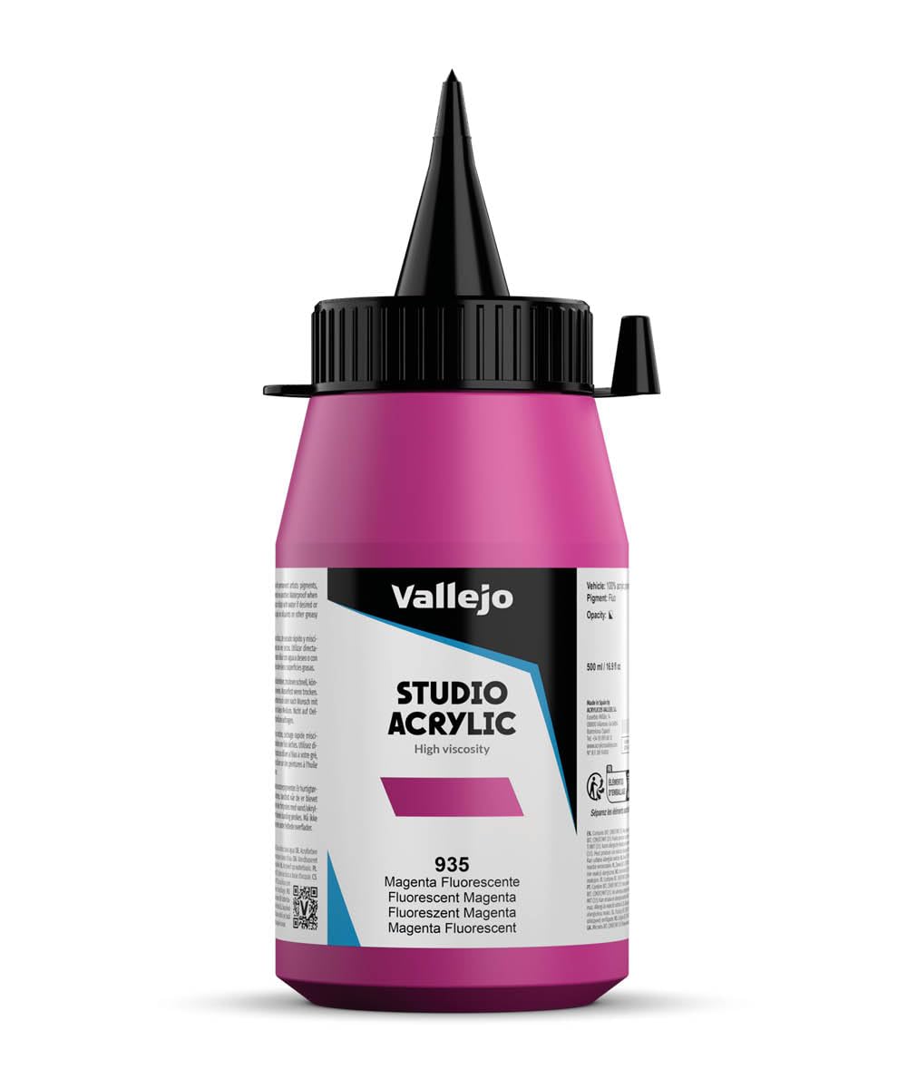 Vallejo ACRYLIC STUDIO FLUO 935-500 ML. FLUORESCENT MAGENTA - Al Masam Stationery LLC