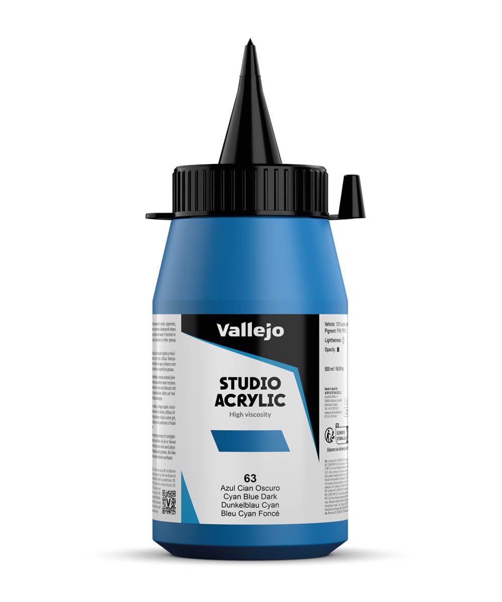 Vallejo STUDIO 63-500ML. CYAN BLUE DARK - Al Masam Stationery LLC