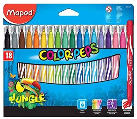 Maped Color Peps FeltTip Jungle - (Pack of 18) - Al Masam Stationery LLC
