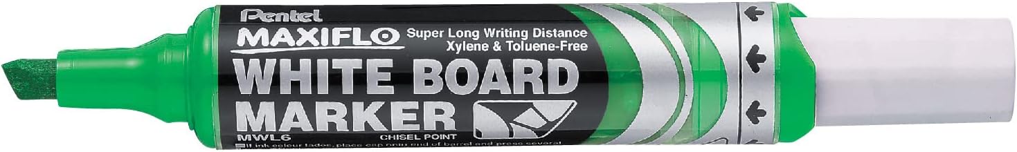 Pentel MWL6 Maxiflow White Board Marker Chisel Tip - Green - Al Masam Stationery LLC