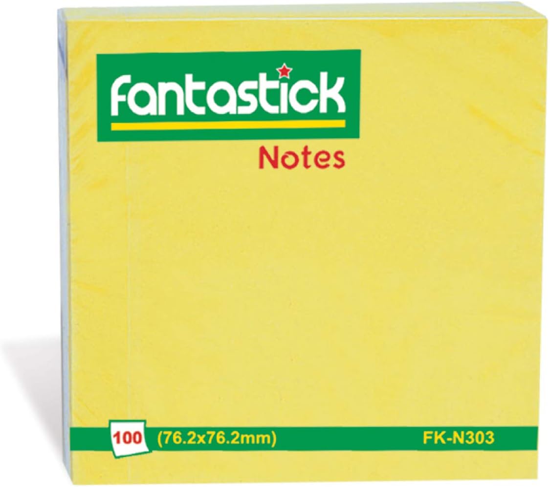 Fantastick Sticky Notes 3"x3 Inch Yellow - Al Masam Stationery LLC