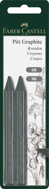 FABER-CASTELL Graphite Crayons PITT 6B/9B 2 in BC - Al Masam Stationery LLC