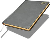 FIS Grey A4 Leather Gold Edge Arabic-English 2026 Diary - FSDI45AEGB26GY