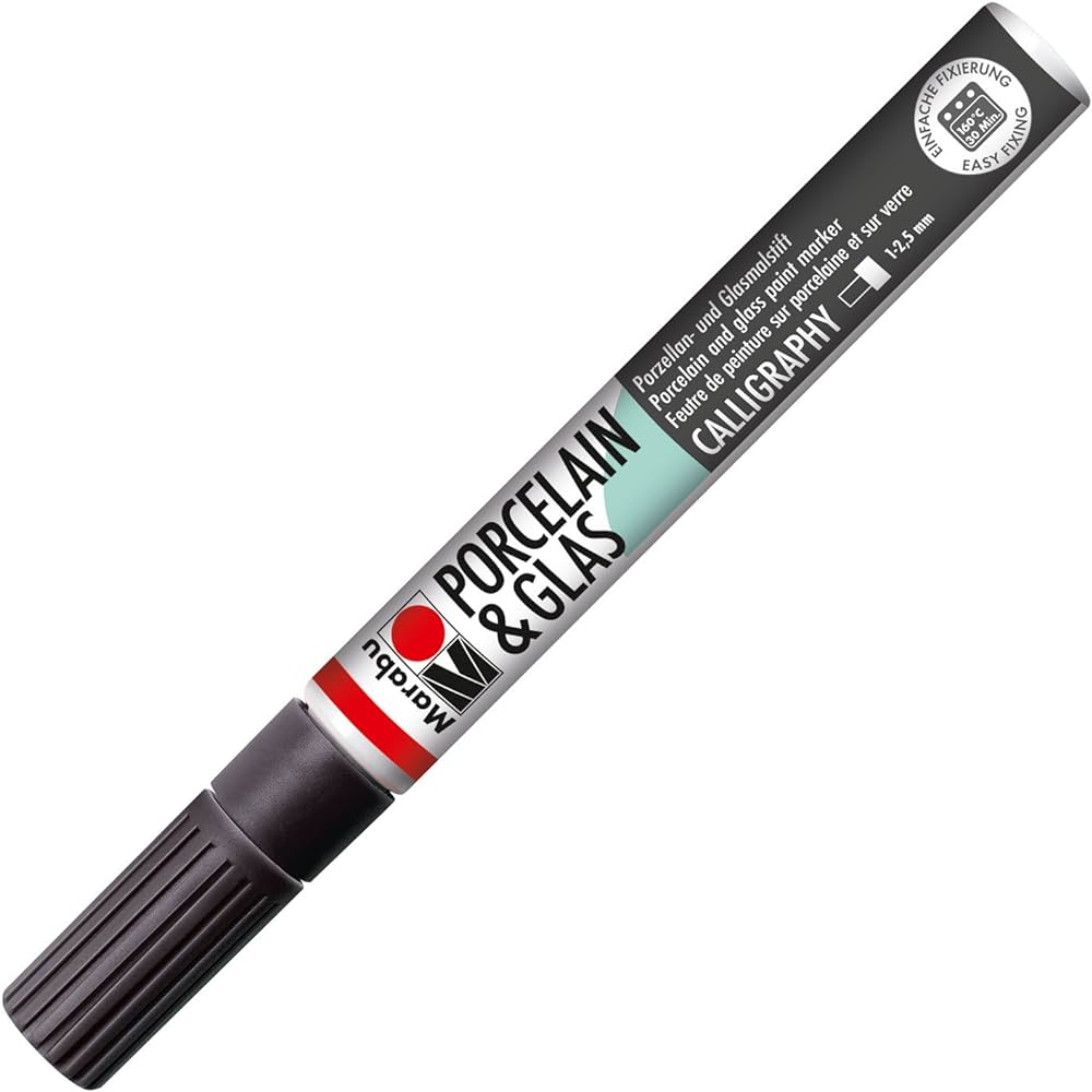 Marabu Porcelain & Glas Painter, 073 Black, 1 - 2.5 Mm - Al Masam Stationery LLC