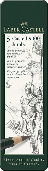 FABER-CASTELL Graphite pencil CASTELL 9000 Jumbo 5ct tin - Al Masam Stationery LLC