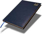FIS Blue A4 Vinyl Gold Edge Arabic-English 2026 Diary - FSDI43AEG26BL