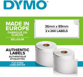 DYMO ADD.LABEL 36X89MM 2X260 - Al Masam Stationery LLC