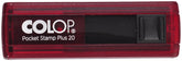 This COLOP Pocket Stamp Plus 20 ruby with a pad in blue is a compact and convenient stamp for all your personal and professional needs. The high-quality ruby color ensures longevity and the blue pad ensures clear imprints. Perfect for on-the-go use and efficient marking on important documents. Body Material: Plastic; Stamp Material: Rubber; Color: Ruby Stamp Pad Color: Blue Pad Size (LxBxH): 7.3 2 2 Cm Features: 10 Thousand Impression In Each Refilling Included Components: 1 Unit of the Product