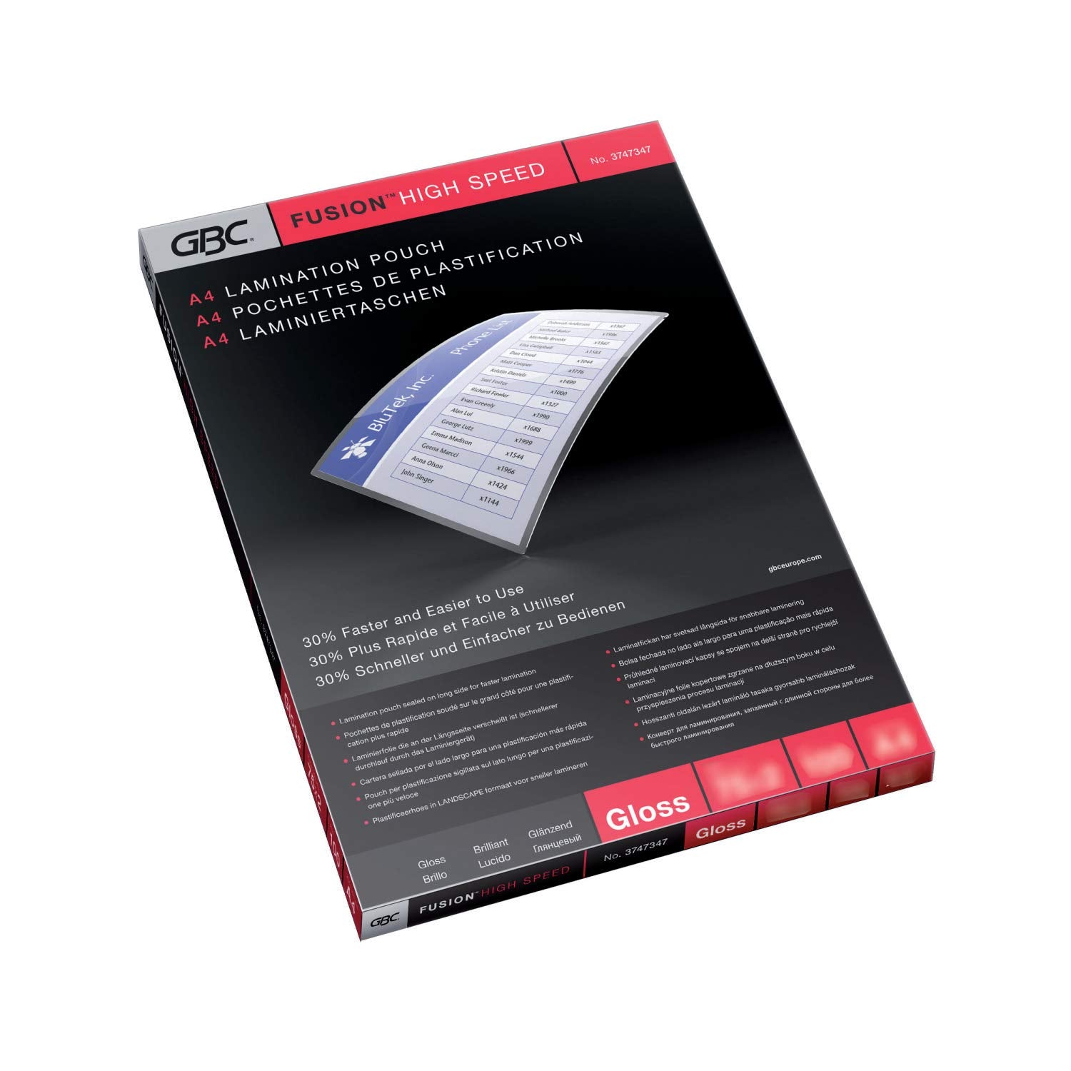 GBC LAMINATING POUCH GLOSS HIGH-SPEED A4 - Al Masam Stationery LLC