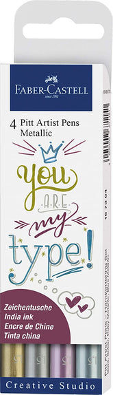 FABER-CASTELL India ink Pitt  Artist Pen Metallic 4x - Al Masam Stationery LLC