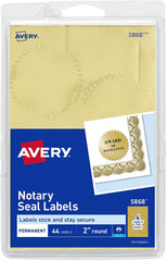 Avery Notary Seal Labels 2 Inch Diameter Printable Gold Certificate Seals