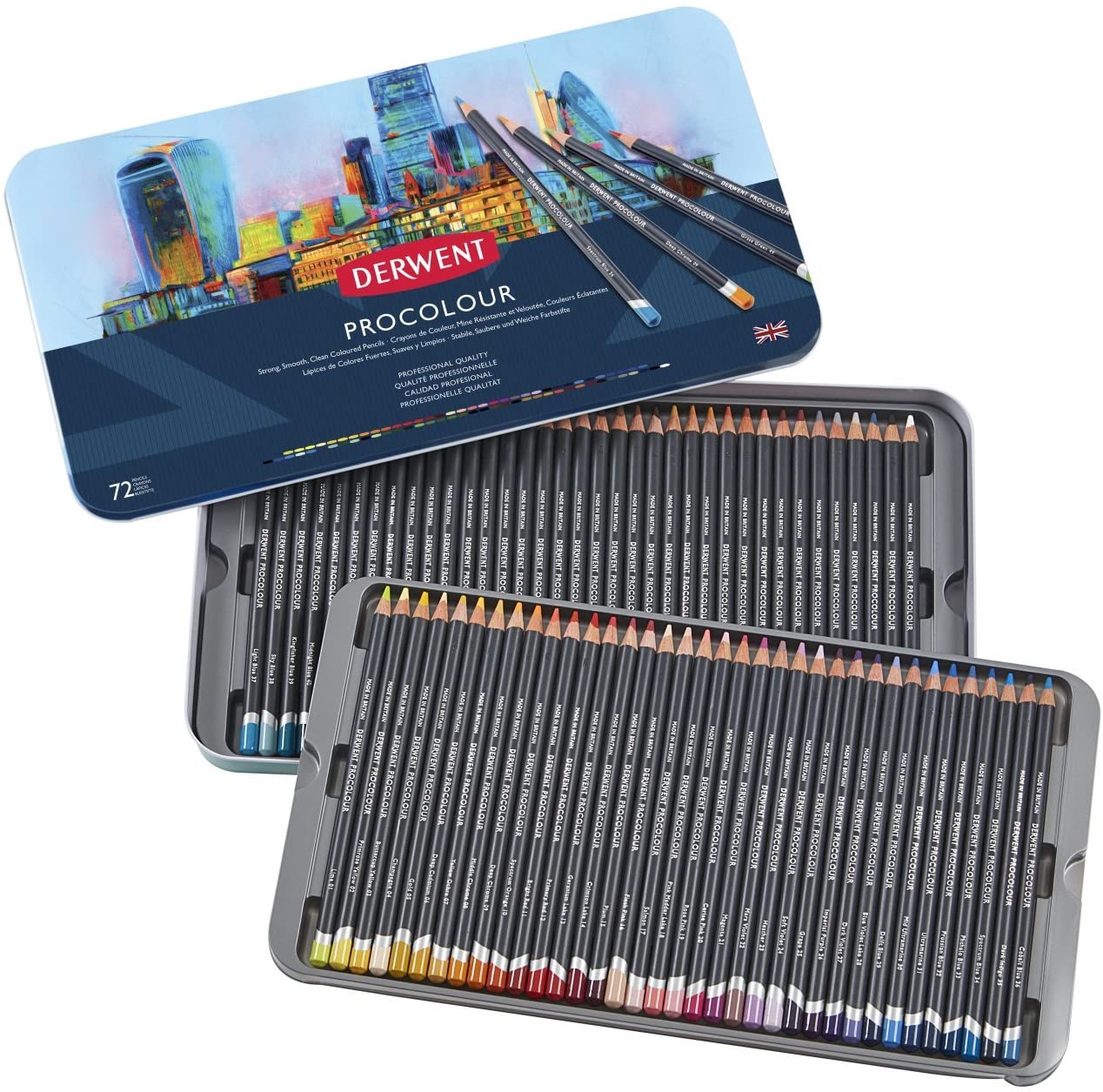Derwent Colored Pencils Metal Tin, 72 Count - Al Masam Stationery LLC