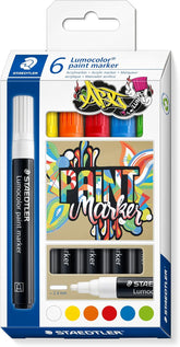 Staedtler Lumocolor Paint Markers - Assorted Colours (Pack of 6) - Al Masam Stationery LLC