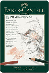 FABER-CASTELL Set PITT Monochrome tin of 12 - Al Masam Stationery LLC