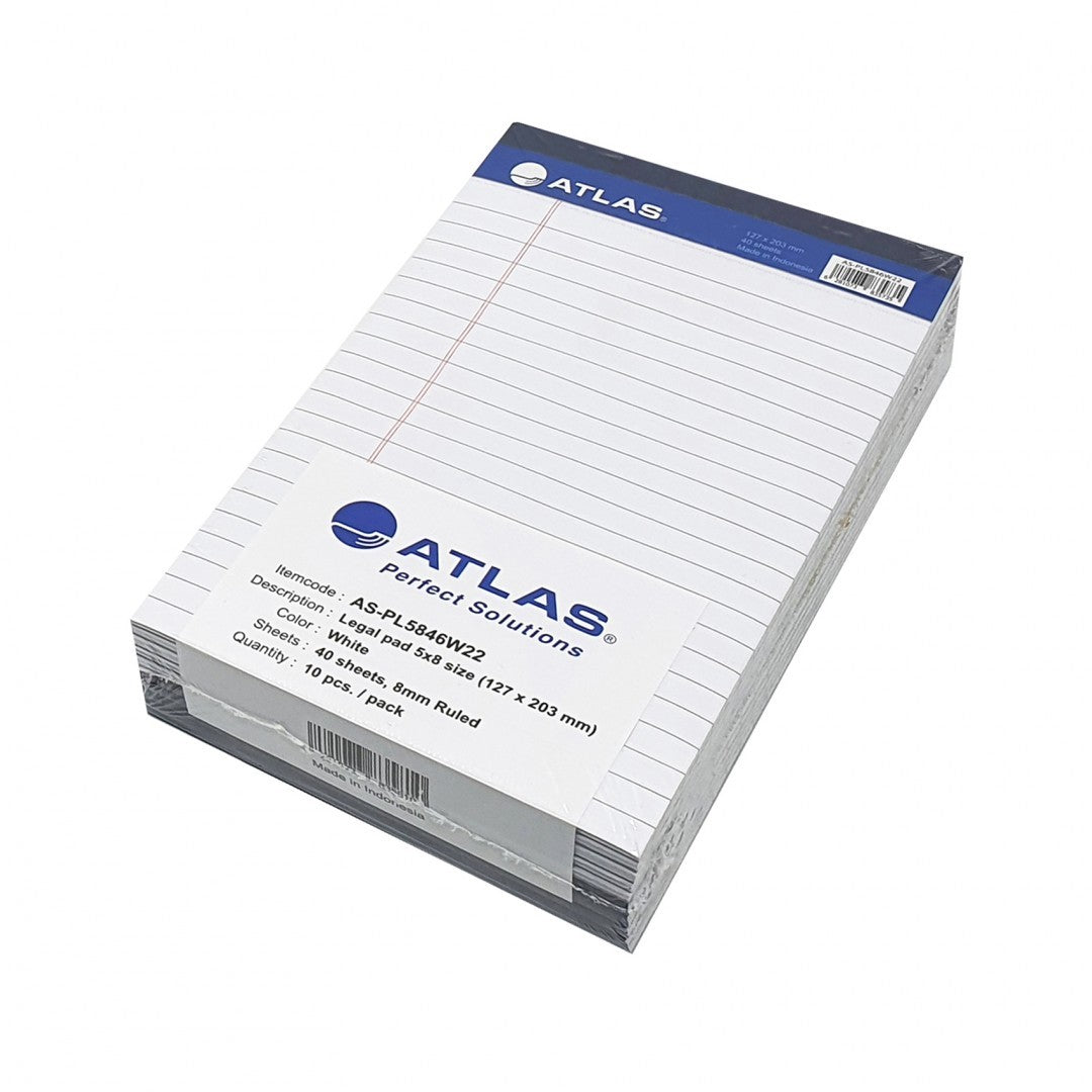 Atlas 40 Sheet Legal Pad 5 x 8Inch White - Al Masam Stationery LLC