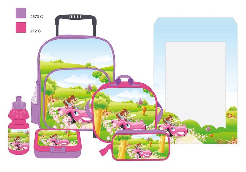 Atlas 5 in 1 Girl Trolley Set 16" Car - Al Masam Stationery LLC