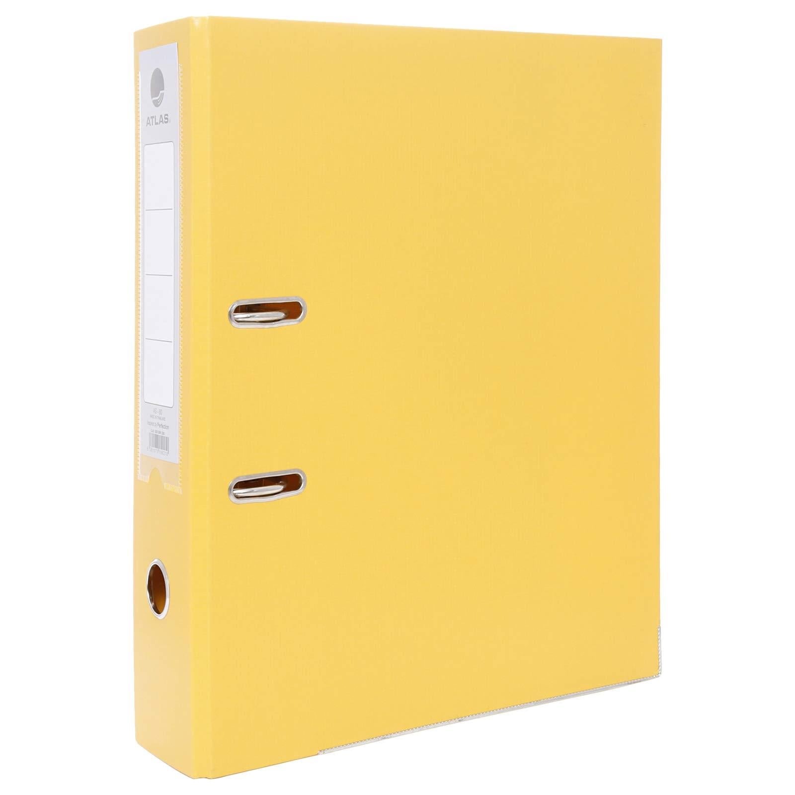 Atlas A4 Plastic Box File - Black 80 mm Yellow - Al Masam Stationery LLC