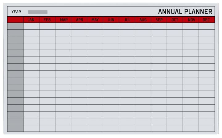Bi-Office Magnetic Glass Annual Planner 78 x 48 cm