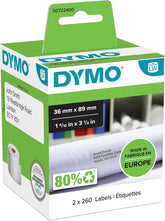 DYMO ADD LABEL 36X89MM TRANS 260