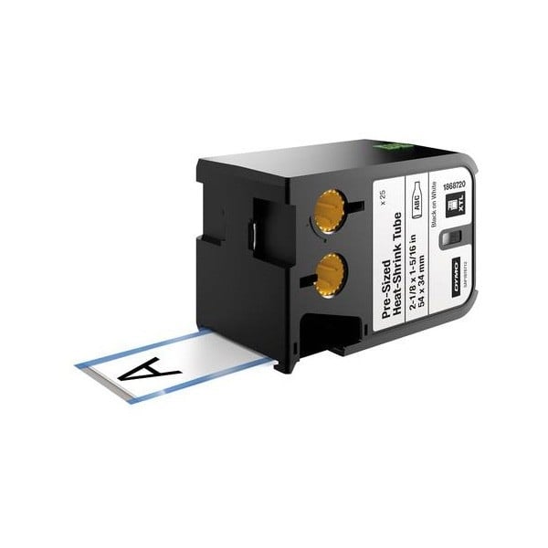 Dymo Heat Shrink Tubes Pre-Sized Black on White 54 X 34mm - (DY1868720)