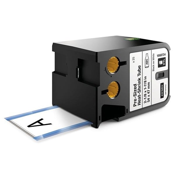 Dymo Heat Shrink Tubes Pre-Sized Black on White 54 X 47mm - (DY1868734)