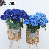 ELMAS 12 Heads Royal Blue Silk Flowers Bouquet Decor - Al Masam Stationery LLC