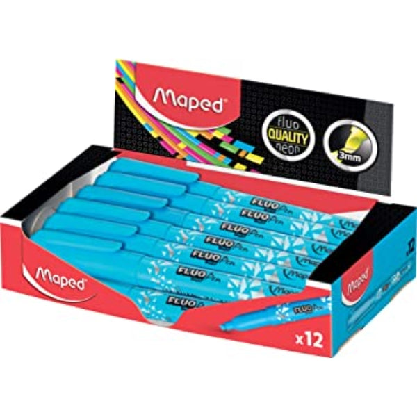 Maped Fluo Peps Highlighter Blue 12 Pcs - Al Masam Stationery LLC