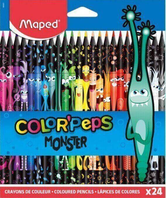 Maped Black Monster Coloring Pencil Set 24 Colors - Al Masam Stationery LLC