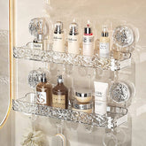 ELMAS Stylish Suction Cup Shower Shelf - Punch-Free Organizer - Al Masam Stationery LLC