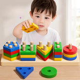ELMAS Montessori Wooden Sorting Stacking Puzzle for Kids - Al Masam Stationery LLC