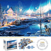 ELMAS 1000 Pieces Snow Night Aurora Jigsaw Puzzle Fun - Al Masam Stationery LLC