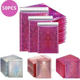 ELMAS 50Pcs Holographic Bubble Mailer Rose Red Shipping Bag - Al Masam Stationery LLC