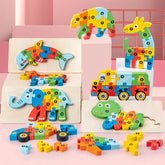 ELMAS 3D Wooden Dinosaur Jigsaw Puzzle For Toddlers Gift - Al Masam Stationery LLC