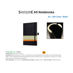 SANTHOME Soft Cover A5 Notebooks - (Ruled Sheets)