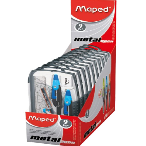 Maped Math.Set Open Metal - (Set of 9) - Al Masam Stationery LLC