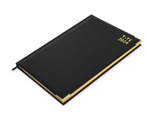 FIS Golden Diary 2024 A5 Vinyl (Arabic/English) 1 Side Padded, Round Corner Black - Al Masam Stationery LLC