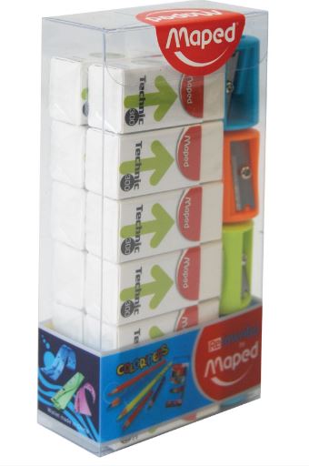 Maped BT-Eraser Technic300+Sharpner 1Hole Vivo - Al Masam Stationery LLC