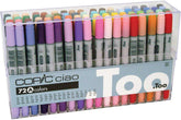 Copic Ciao Set A - 72pc. Professional-level markers with ultra-blendable, low odor, alcohol based inks. Known for rich blends and widely used by artists and designers in various fields.