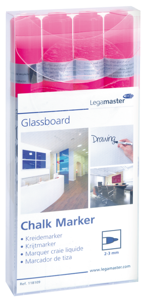Legamaster Chalk Marker, Pink Color, Pack Of 4, Part Number: 7-118109